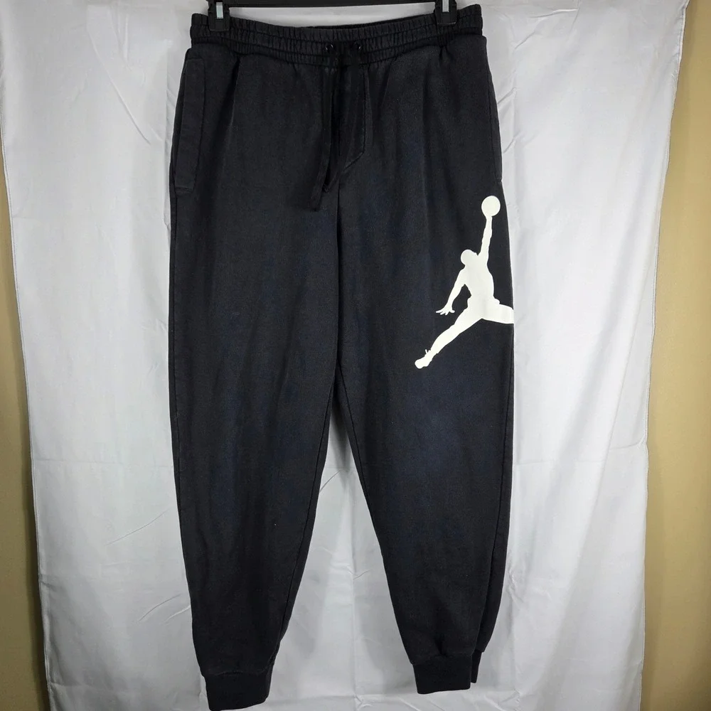 Jordan Mens Jumpman Fleece Sweatpants Black Joggers Standard Fit Medium